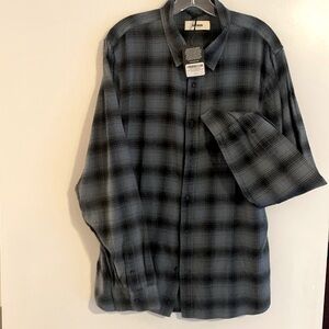 NWT Men’s Buck Mason Cadet Blue/Black High Desert Flannel Vintage-Large